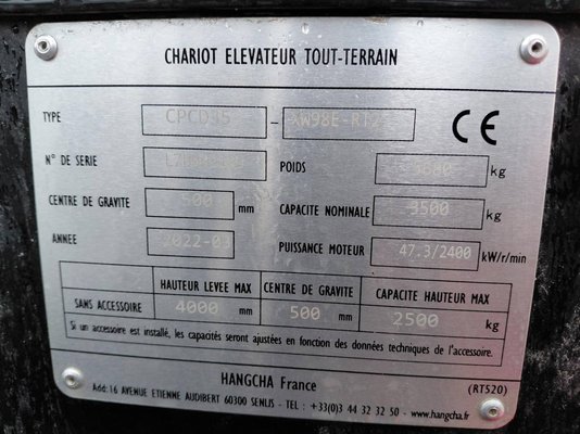 Внедорожный погрузчик Hangcha TT35-2 (CPCD35-X2W98E-RT2) - 1